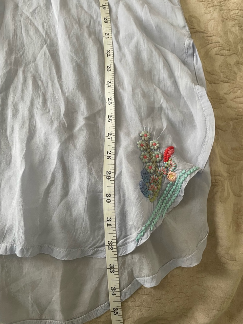 Johnny Was Periwinkle Lilac Light Blue Embroidered Tunic Top Blouse L - Picture 8 of 11